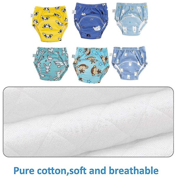 Unisex bomuld genanvendelige pottetræningsbukser åndbar 6-pack V 100 style 2