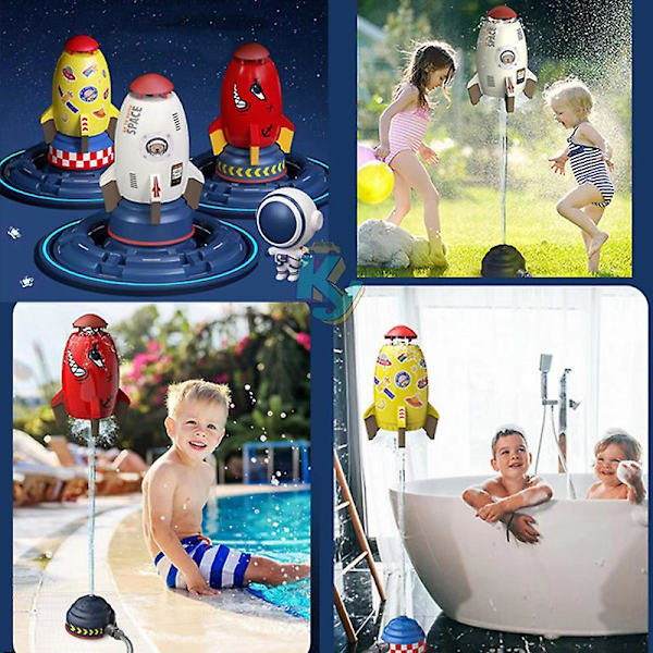 Space Rocket Jet Sprinkler Roterende Splash Leker Vannleke V Yellow