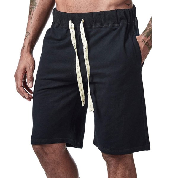 Snabbtorkande badbyxor för män i enfärgade sportshorts - black L