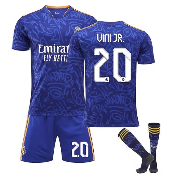 Real Madrid Away Royal Soccer Kits Fotballdrakt T-skjorte 22/23 H 20   Vini Jr 22(120-130CM)