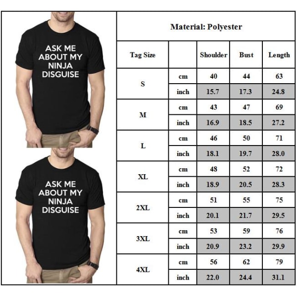 Mænd gave - Spørg mig om min ninja forklædning T-shirt kortærmet Z X light grey 3XL