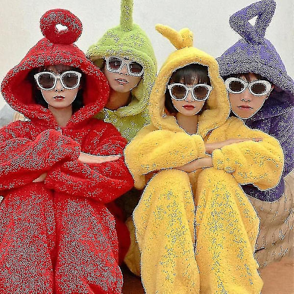 Unisex Teletubbies Kostymer Disi Onesies Lala Cosplay Pyjamas Vuxen Pyjamas V Green M