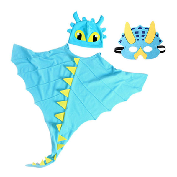 Kids Dinosaur Cape Halloween Cosplay Costume Set Kids Christmas Outfits CNMR Blue
