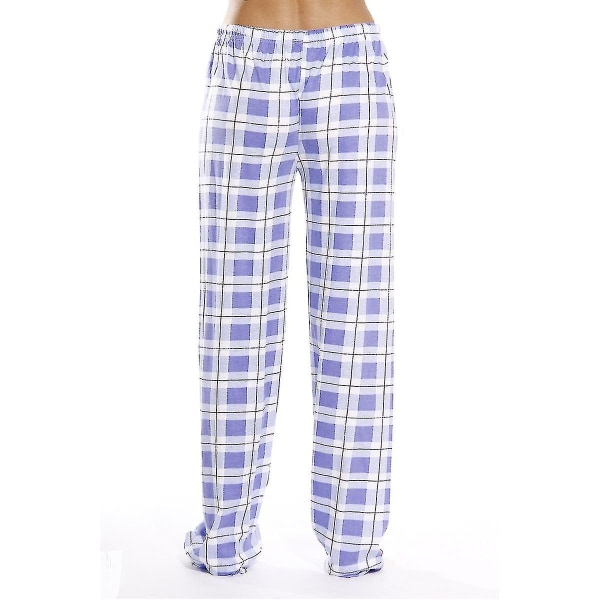 Kvinders pyjamasbukser med lommer, bløde flannel plaid pyjamasbukser til kvinder - purple XL