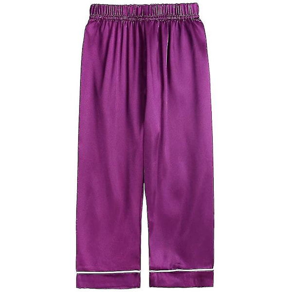 Satin Pyjamas Set för barn: Sovkläder med knappar och shorts Z X Purple Suit for height 110 to 120cm