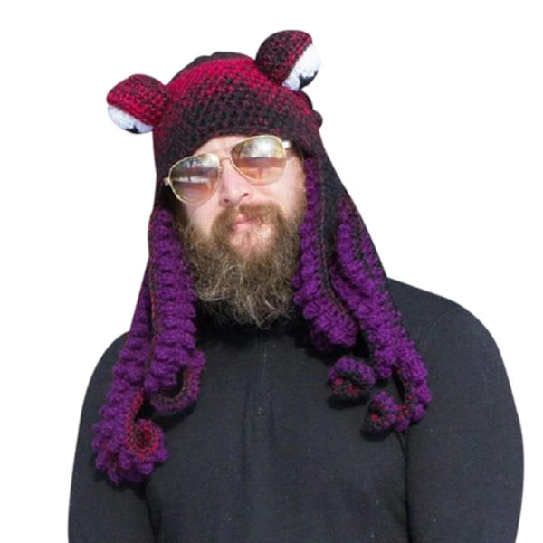 Tentakelhue Håndvævet blækspruttehue Jul Halloween Cosplay Z X Purple