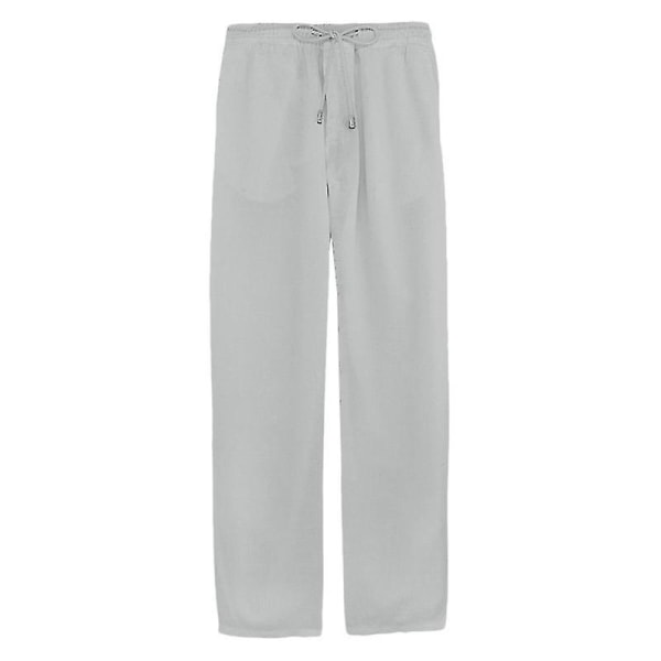 Casual hørbukser til mænd sommer løse bukser af høj kvalitet H Grey 2XL