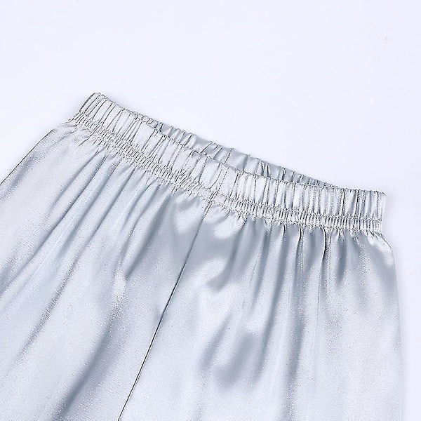 Satin Pyjamas Set för barn: Sovkläder med knappar och shorts Z X Grey Suit for height 100 to 110cm