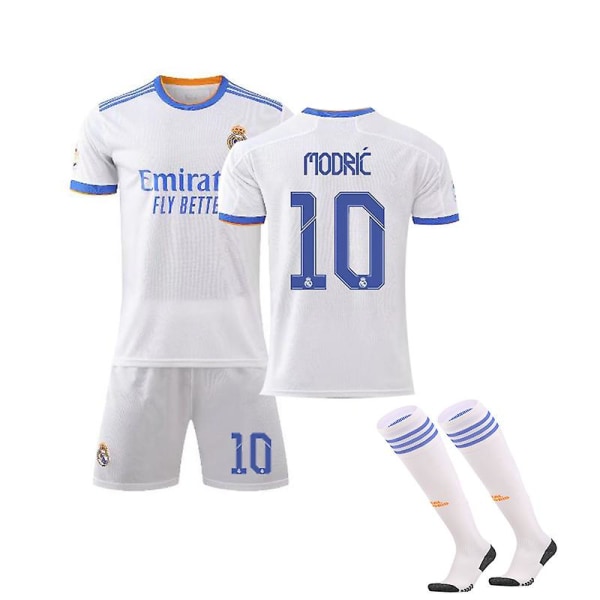 Real Madird Home Kids Miesten Jalkapallosarjat Jalkapallo Jersey Harjoituspaita Puku 21/22 BENZEMA / HAZARD / MODRIC Y 10 - MODRIC XS (160-165cm)
