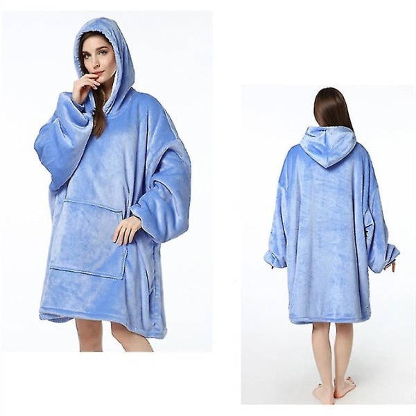 Pars hjemmetøj fortykket varm koldfoldet hættepyjamas K blue