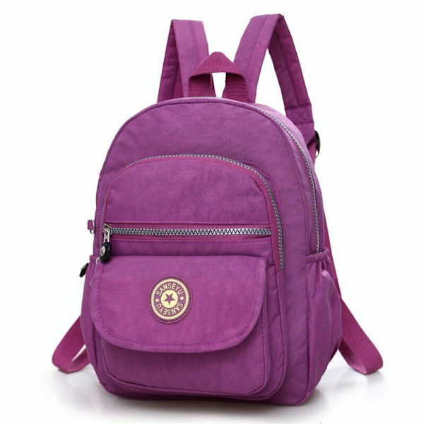 Kvinnor Nylon Mini Ryggsäck Handväska Liten Ryggsäck Axel Ryggsäck Resväskor -1 Light purple