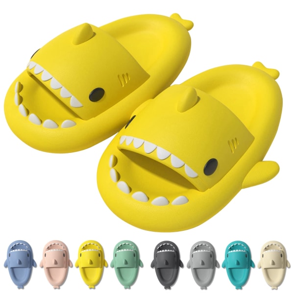 Shark Slippers Badetøfler EVA Shark Slippers Børn Kvinder Mænd Bløde Floppy Slippers Sandaler Nettøfler - Yellow 24-24.5cm