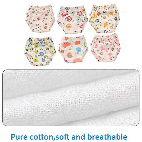 Unisex bomuld genanvendelige pottetræningsbukser åndbar 6-pack V 100 style 3