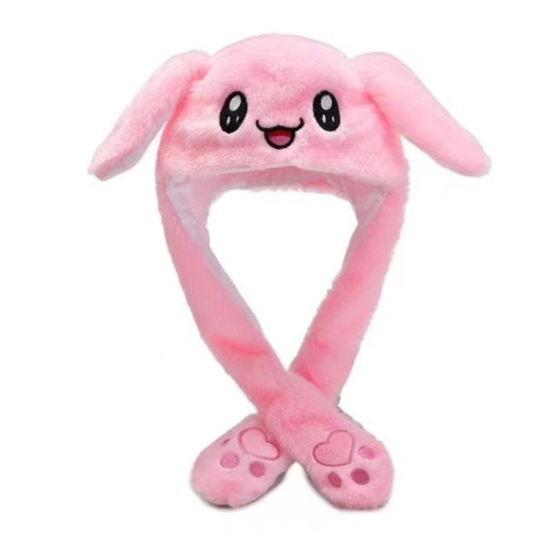 Söt kaninhatt som rör öronen Mjuk rolig leksaksmössa plyschleksak Z Pink