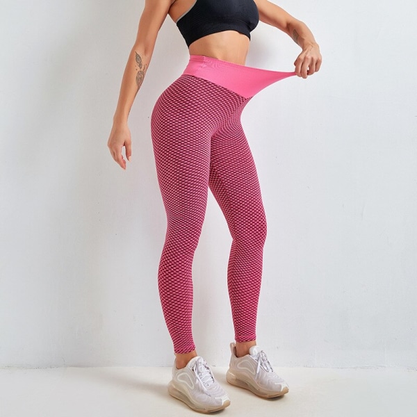 Tiktok Hot crunch treningstights Cellular Leggings med høy midje Red X Red S