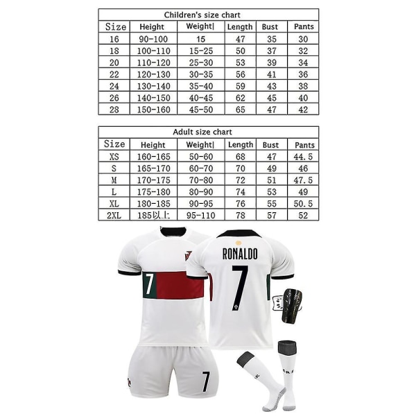 MM-kisat 2022 Portugalin joukkue #7 Ronaldo Soccer Jersey Soccer Jersey K 26 (140-150cm)