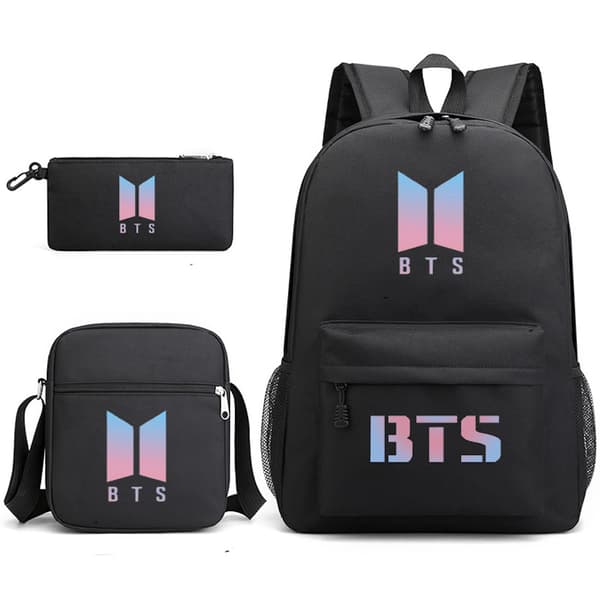 3st/ set BTS- printed set med axelvÃƒÂ¤ska Case SkolvÃƒÂ¤ska ResedagssÃƒÂ¤ck LÃƒÂ¤ttviktsbokvÃƒÂ¤skor -1