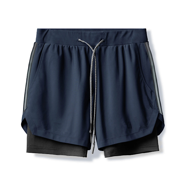 Lösa sportshorts för män Sommarshorts Strandbyxor Dragsko . navy XL