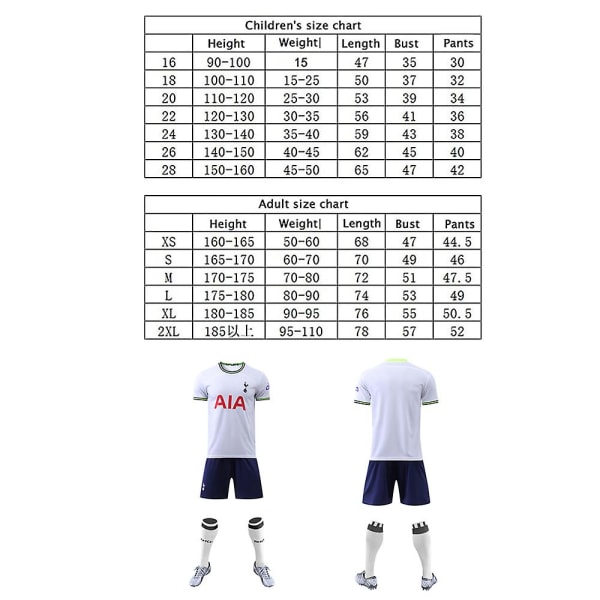 2223 Tottenham hjemmeskjorte fotballskjortesett treningsskjorter Y 24