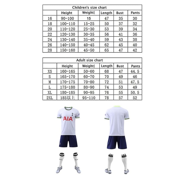 2223 Tottenham hjemmetrøje fodboldtrøjesæt træningstrøjer Y xs