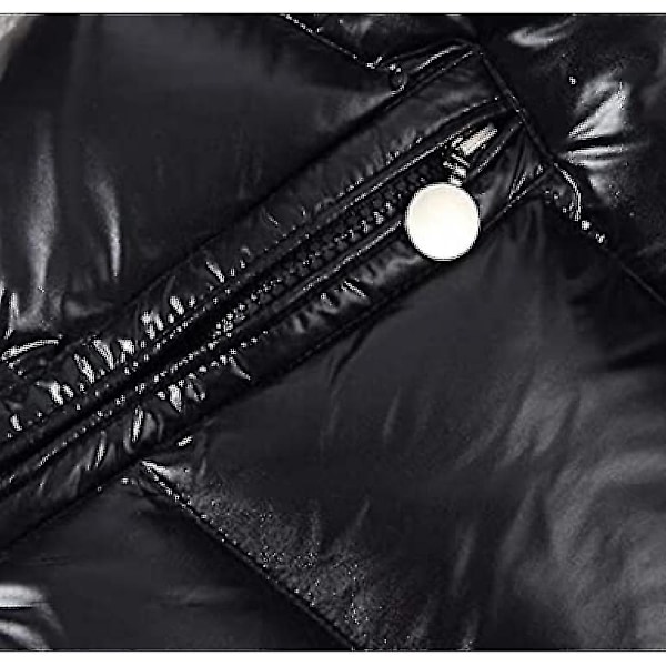 Winter Shiny Down Jacket en's Jacket Standkrave dunjakke med hætte K Black M