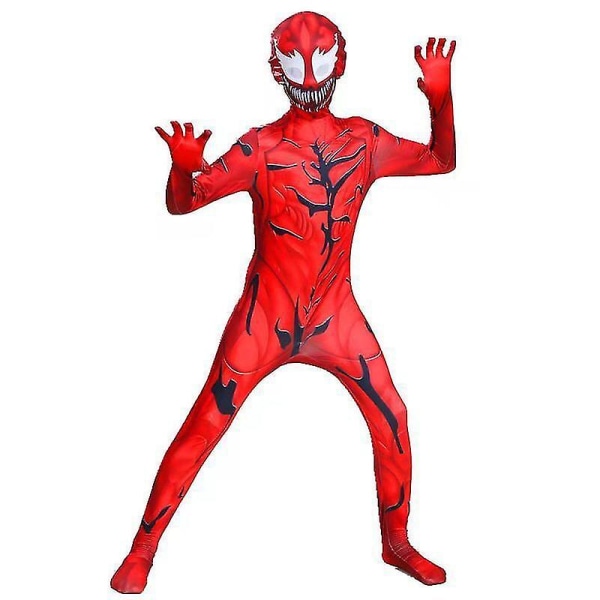 Halloween svart och vitt gift pojke Cosplay kostymset med maskkläder Barndräkt Spiderboy Tight Clothes Klänning H_a Black White -1 Red Black 130