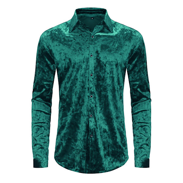 Miesten pitkähihaiset painettu rento nappipaidat Z X green XL