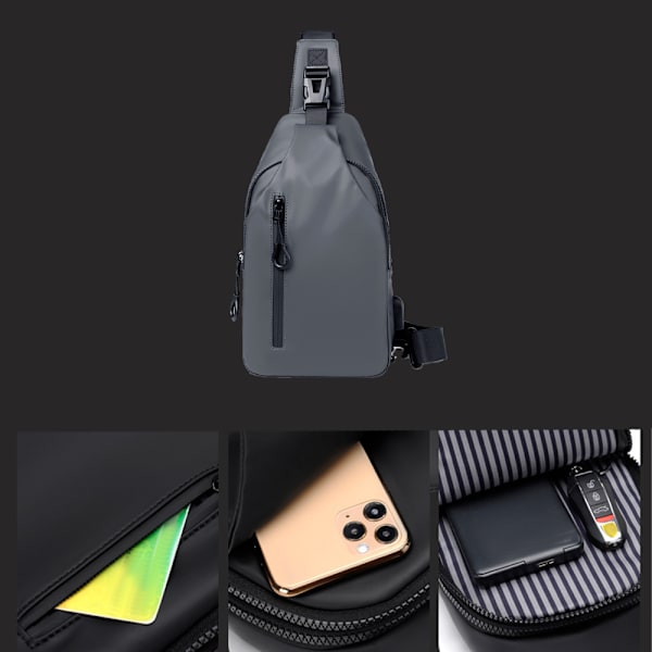 Crossbody Sling Ryggsäck Sling Bag Resevandring Bröstväska H grey