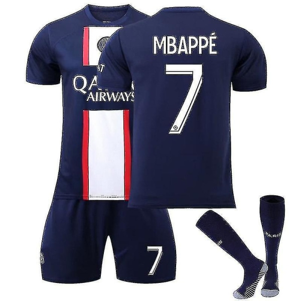 Mbappe 7 mønster fodbold T-shirts trøjesæt til børn XL