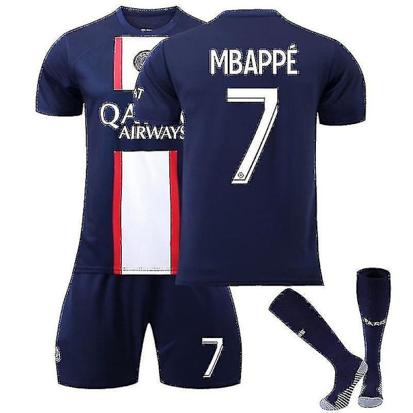 Mbappe 7 Pattern Soccer T-skjorter Trikotsett for barn CNMR 22