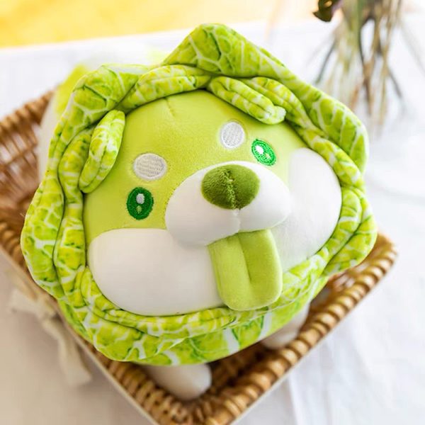Kål Shiba Inu Dog e Vegetable Fairy Anime Plysjleketøy Fluffy -1 Green One Size