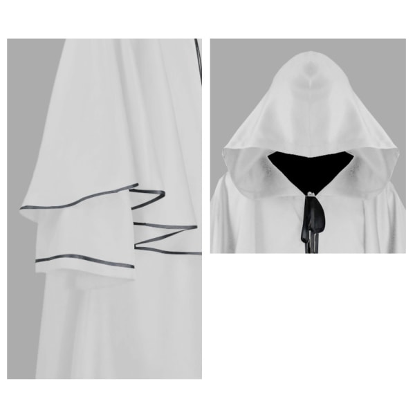 edeltida huvtunika för män för Halloween Cosplay-kostym zy white M