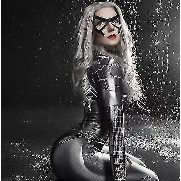 Spider Man Cosplay Kostume Sexet Bodysuit Superhelt Spider Man Sexet Kvinder Sort Jumpsuit Til Voksen Halloween Cosplay Party #yg CNMR 2XL