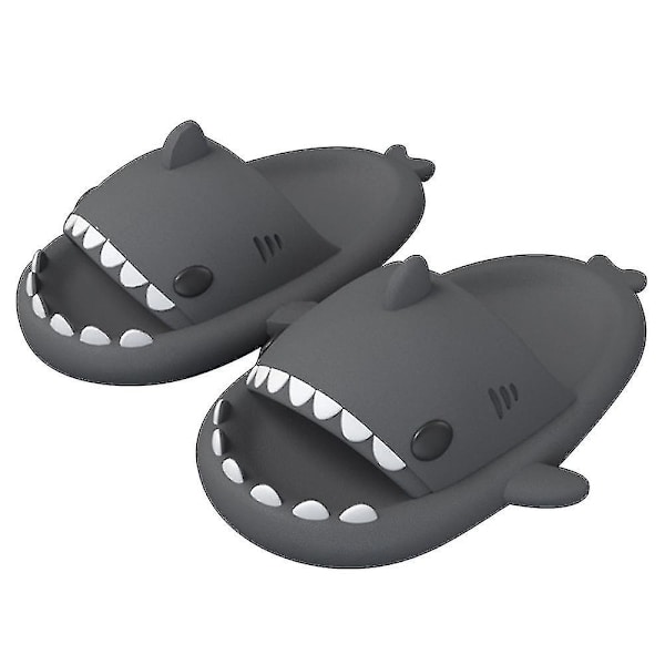 Hain tossut Shark Cloud Tossut Cloud Shark Slides Söpöt hain tossut naisille Liukumista estävät uutuus avoimet varpaat liukumäki CNMR Dark Gray 38-39