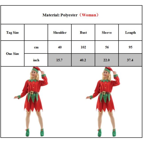 Lasten aikuisten joulutonttu-asu + hattu Hauska jouluasu Cosplay Y Girl 10-12Years