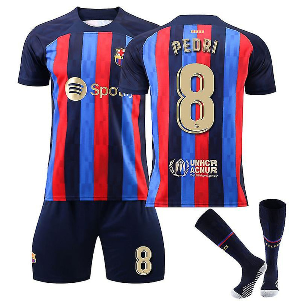 Pedri #8 trøje Fc Barcelona 22/23 sæson hjemme fodboldtrøje sæt zV L