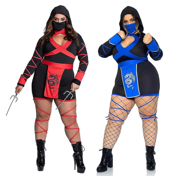 Suurikokoinen naisten Halloween Dragon Ninja Cosplay -haalari, naisten samurai-asu S-xxl Red L