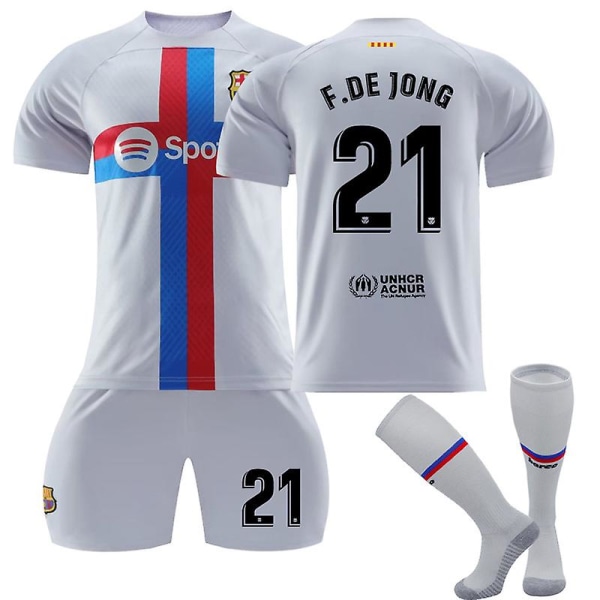 Barcelona 22-23 Fotballdrakt Borte-T-skjorte PEDRI 8 XS K F.DE JONG 21 Kids 22(120-130CM)