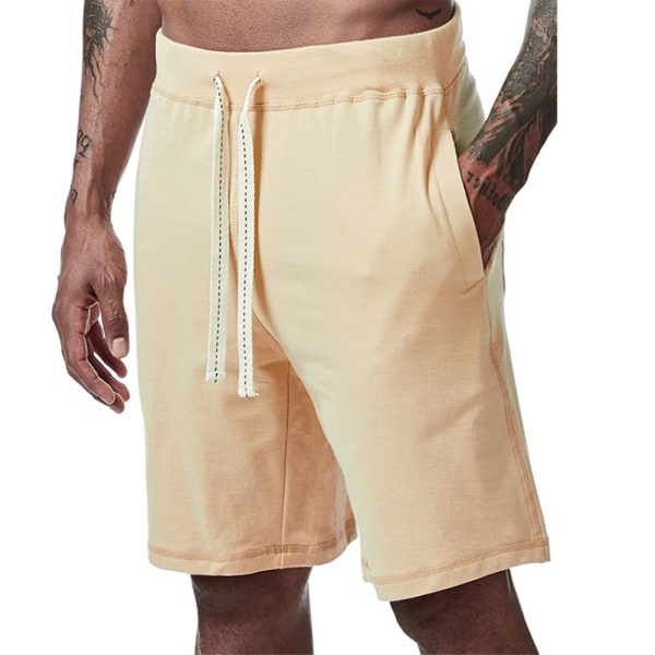 badebukse for menn i ensfarget sportsshorts - apricot S