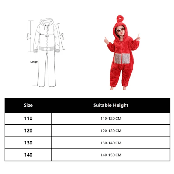 Teletubbies One Piece Pyjamas Barn förtjockad korallfleece Red Red 100cm