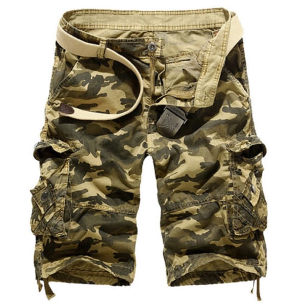 Herr Army Combat Camo Cargo Shorts Byxor Casual Korta byxor H Yellow 30