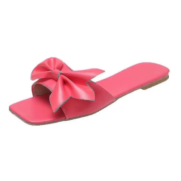 Naisten Bowknot Decor Litteät sandaalit Vapaa-ajan kengät Rantatossut Z X Red Tag 37