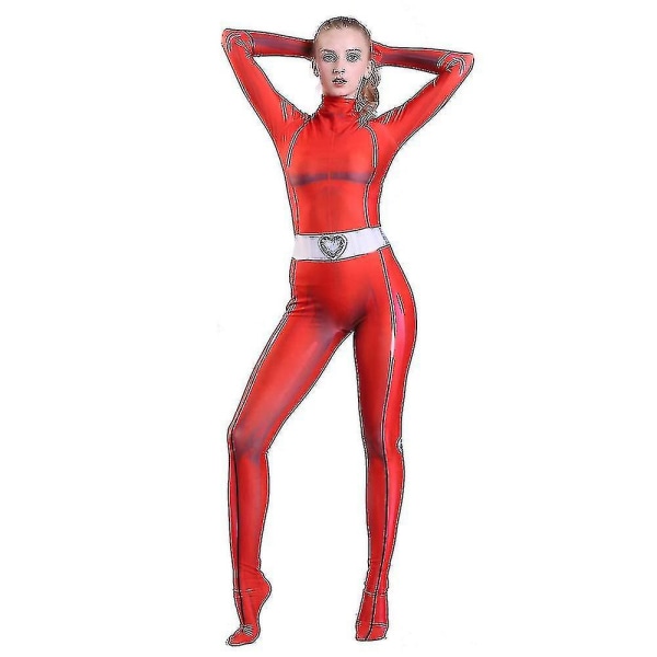 Totally Spies Clover Ewing Alexandra -asu Aikuisten Lasten Haalarit Sukkahousut Halloween Zentai Bodysuit - Red S*Adult
