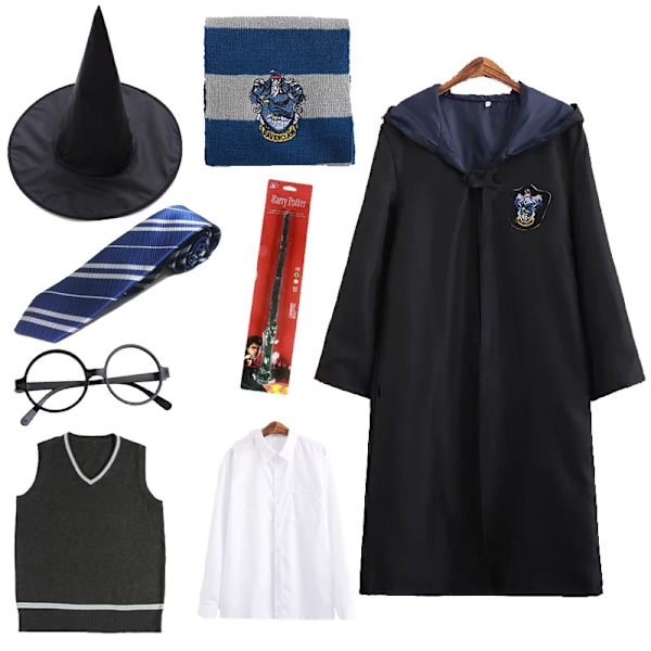Harry Potter 8ps Sæt Magic Wizard Fancy Dress Kappe Kappe 155 Ravenclaw Ravenclaw 155