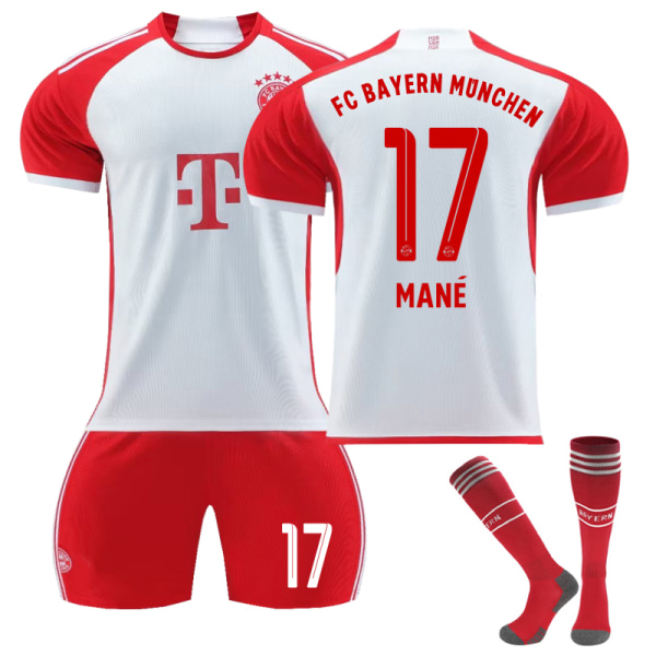 23-24 Bayern München fotballdrakter for barn nr. 17 Mane V 26