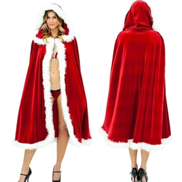 Naisten jouluhupullinen viitta, punainen höyryviitta, seksikäs joulupukin cosplay-asu H L