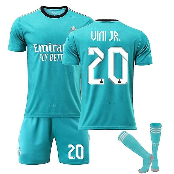 Real Madrid Second Away Grøn trøje nr. 9 Benzema nr. 10 Modric fodboldtrøjesæt børneskjorte H 21 22 VINI JR 20 adults M(170-175CM)