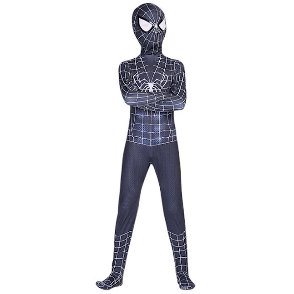Kids Spiderman Fancy Dress Party Jumpsuit Cosplay Costume K Black white 140cm