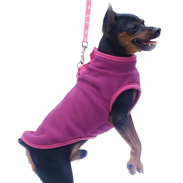 Pet Fleece Coat T-skjorte Katt Hund Varm jakke Vest Klær V Purple S