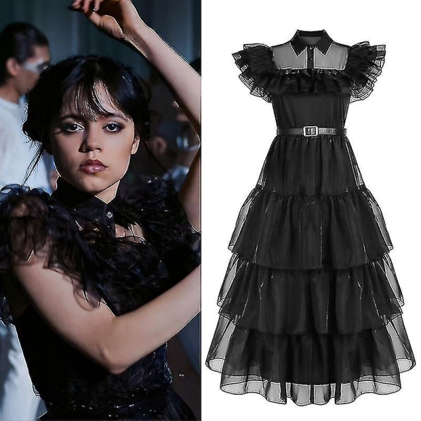 Onsdag Adams Family Comedy Cos Prom Wednesday Black Dress.v2 XS